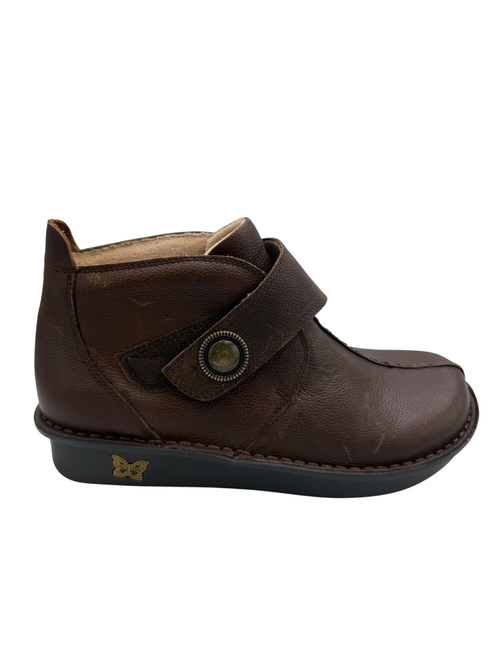 Alegria Booties Womens Size 6.5 Brown Leather Ankle Faux Fur Lined CAT-6311
